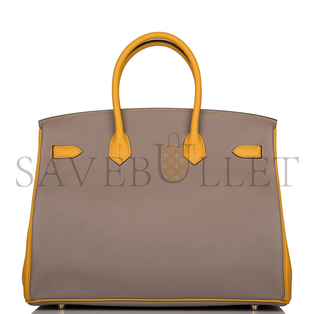 H**mes birkin 30 epsom trench coat grey and amber silver buckle bag h028369ck65 (30*23*15cm)